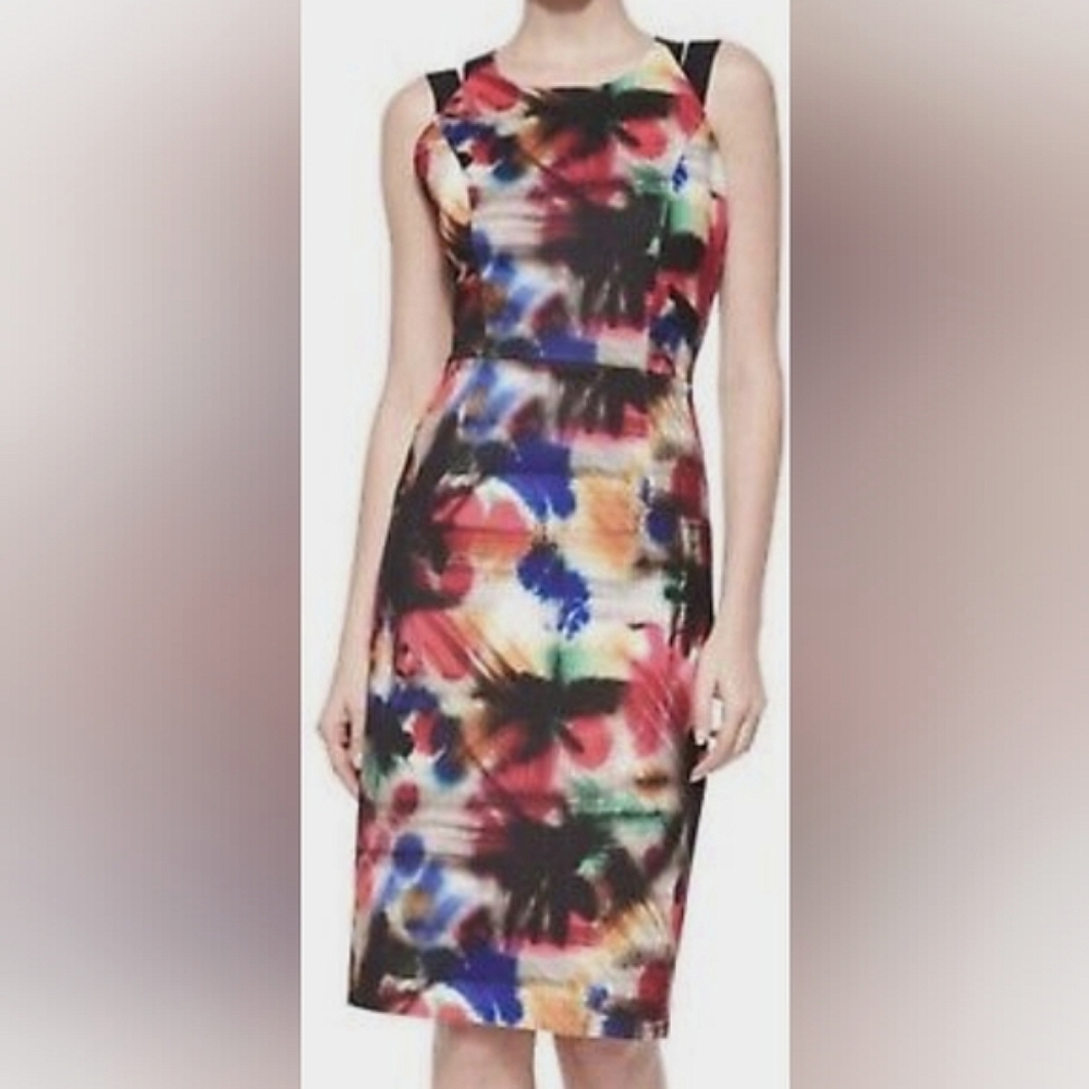 Milly graffiti geoprint bodycon sheath dress, Size 6